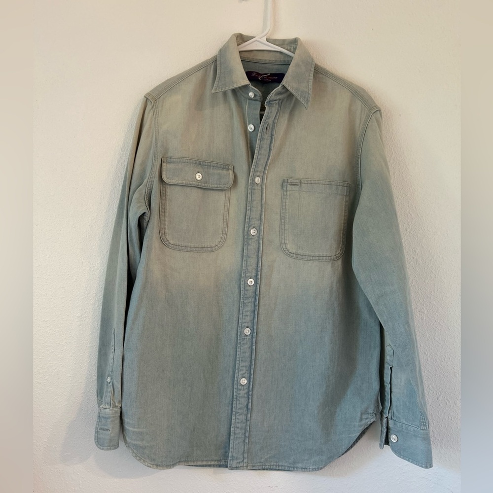 Tamia Cotton Denim Shirt Ralph Lauren Purple Label NWOT - Picture 12 of 13